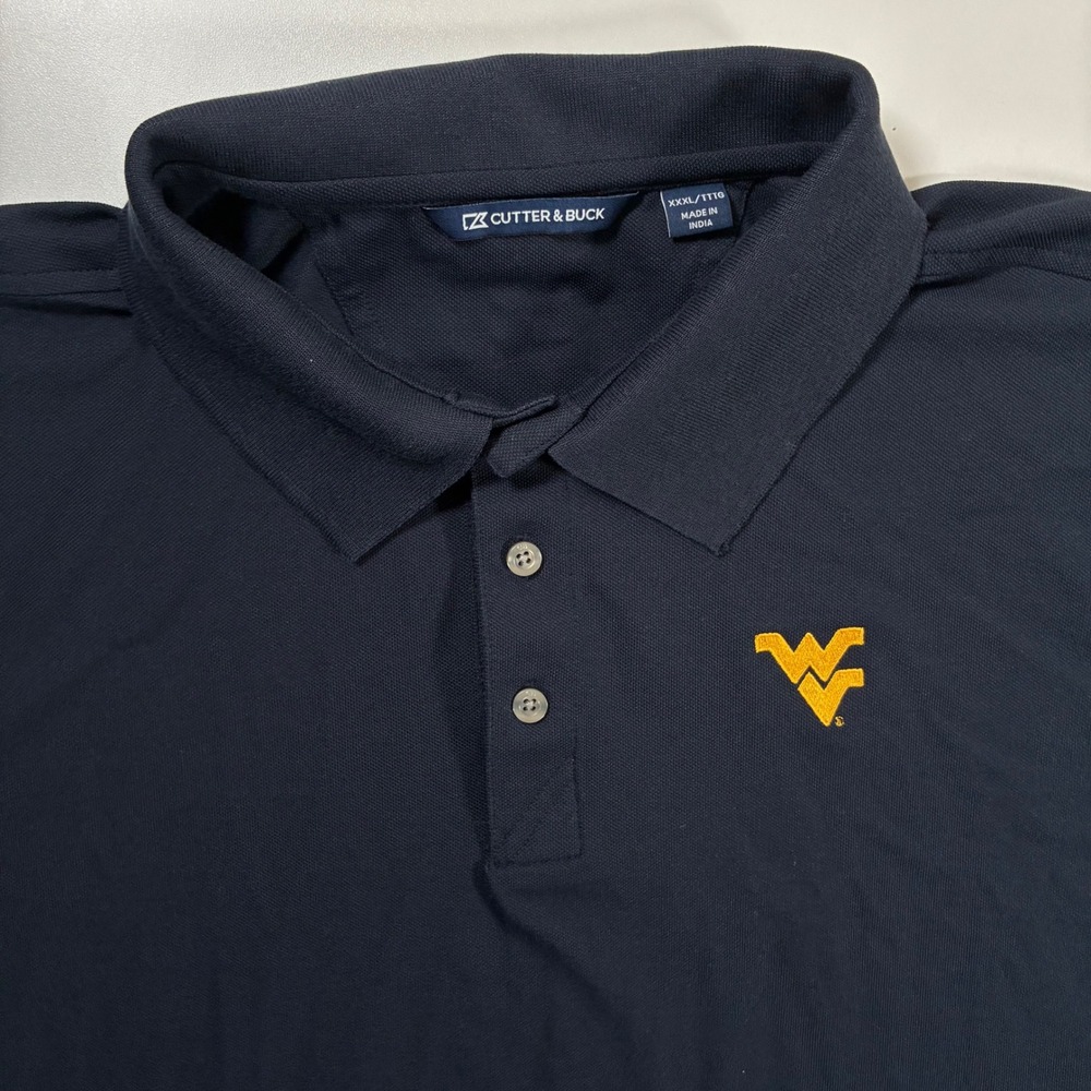 West Virginia Mountaineers Cutter & Buck Polo Shirt 3XL Navy Blue WVU Logo